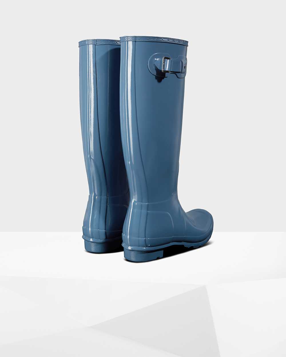 Hunter Original Tall Gloss Women's Rain Boots NZ-46473W Blue